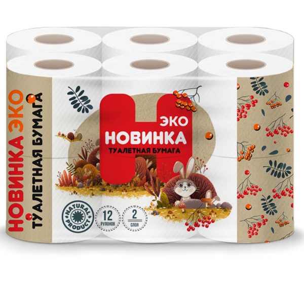 Туалетная бумага <br><span class="marka">"Новинка ЭКО" 2 слоя</span><br><span class="color">белая</span>